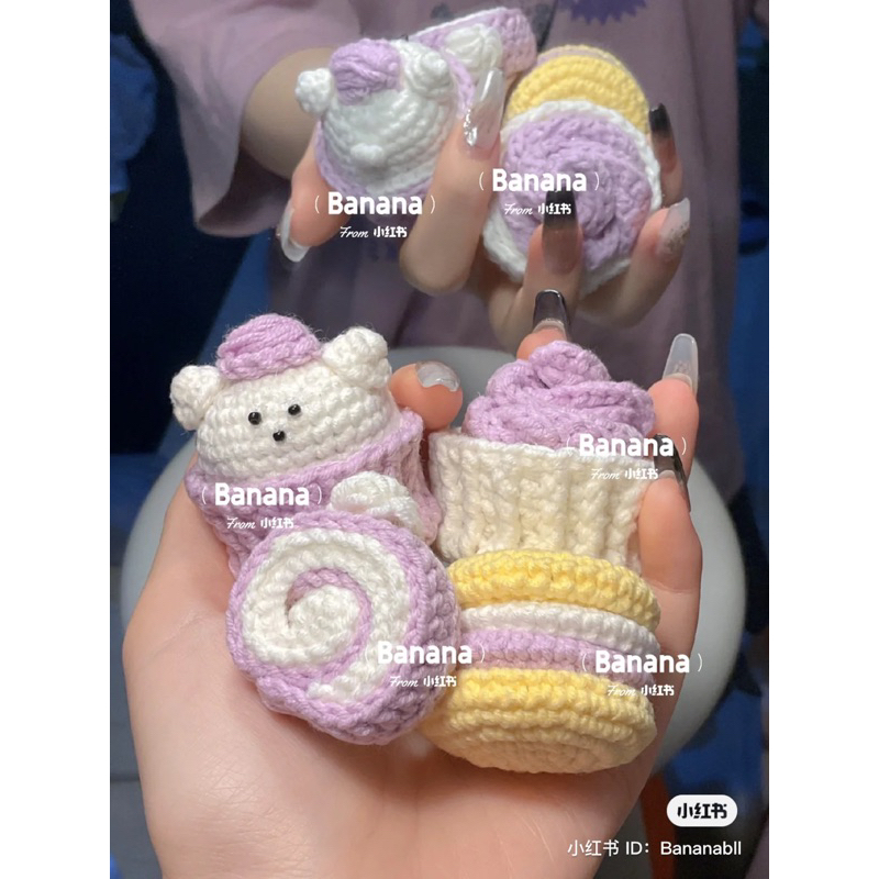 Móc khoá len bánh ngọt 4 loại