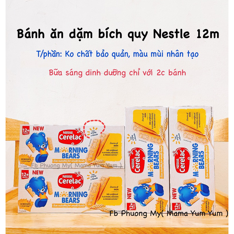 Date 6,8/2024- Bánh ăn dặm bích quy vị vani lúa mì NESTLE CHO BÉ 12m 12 tháng của UK