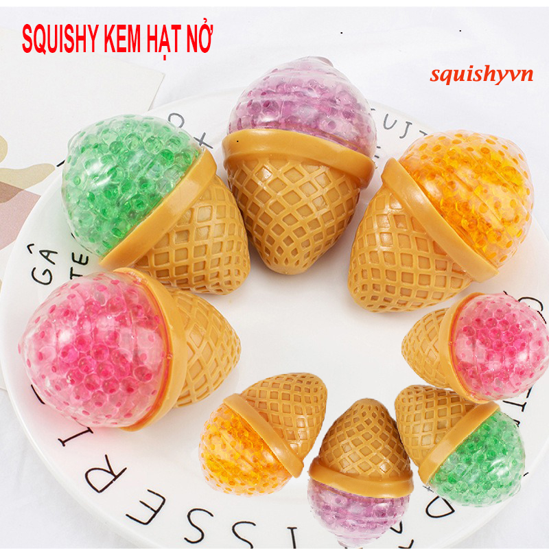 Đồ chơi Squishy dạng que kem bóp xả Stress bóp ra hạt màu nở cực đẹp