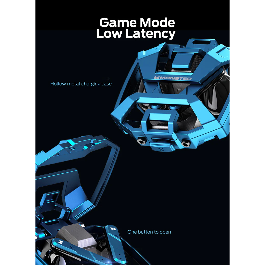 Tai nghe Gaming Bluetooth MONSTER XKT09 V5.2. Giảm tiếng ồn, chống nước IPX4.