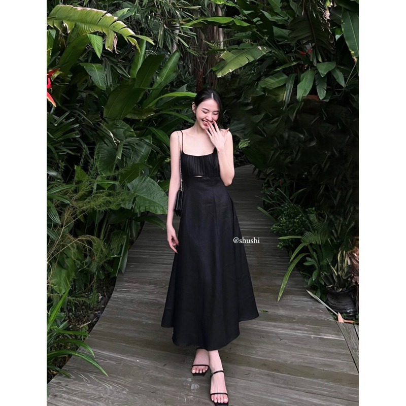 𝐖𝐚𝐯𝐢𝐞 𝐃𝐫𝐞𝐬𝐬 - Đầm Xếp Ngực Linen Tưng Cao Cấp