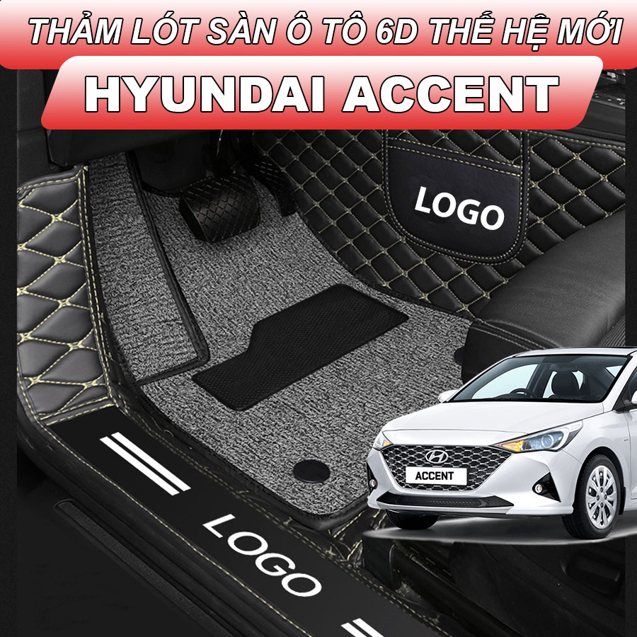 Thảm lót sàn ô tô 6D Hyundai Accent (2018-2023) thành cao, tràn viền bậc cửa