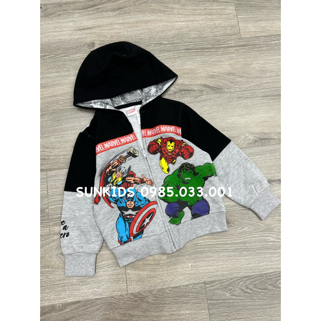 Áo nỉ Hoodie bé trai hình siêu nhân