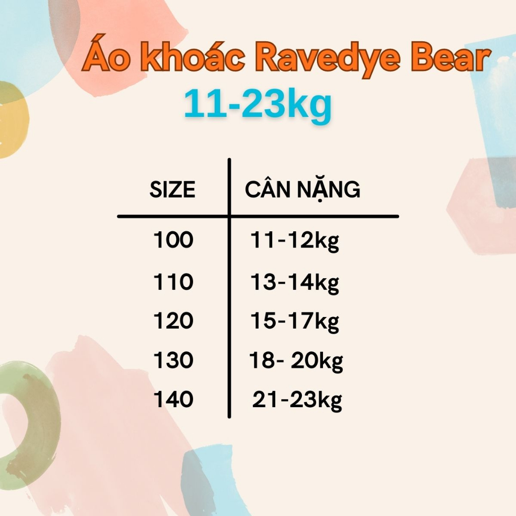 Áo khoác gió bé gái Ravedye Bear 11-23kg áo khoác dù trẻ em 2 lớp chất Poly chống thấm nước nhẹ kín gió có nón có lót
