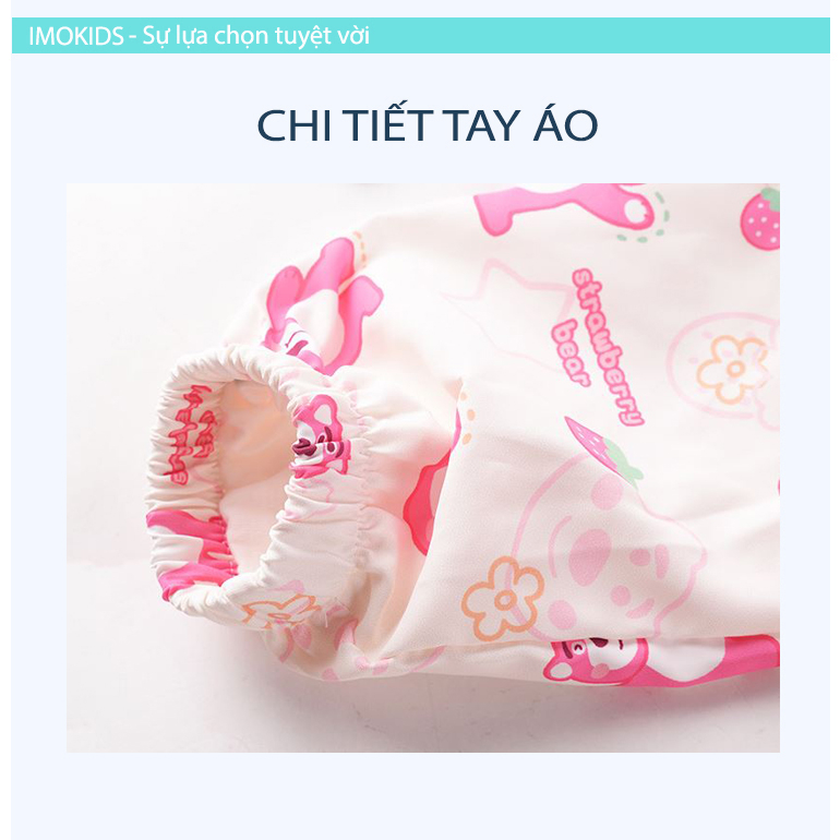Áo khoác gió bé gái Ravedye Bear 11-23kg áo khoác dù trẻ em 2 lớp chất Poly chống thấm nước nhẹ kín gió có nón có lót