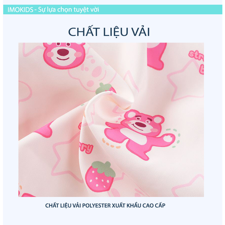 Áo khoác gió bé gái Ravedye Bear 11-23kg áo khoác dù trẻ em 2 lớp chất Poly chống thấm nước nhẹ kín gió có nón có lót