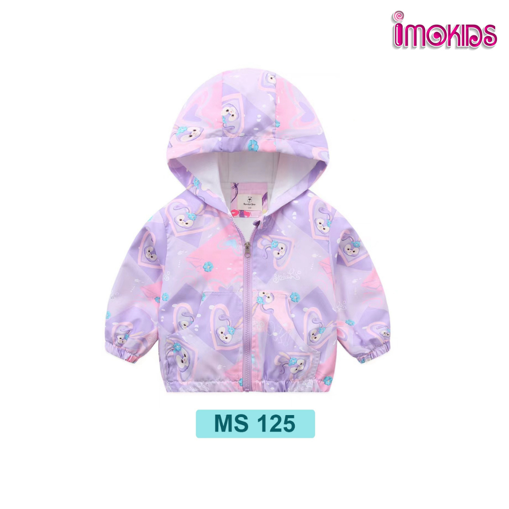 Áo khoác gió bé gái Ravedye Bear 11-23kg áo khoác dù trẻ em 2 lớp chất Poly chống thấm nước nhẹ kín gió có nón có lót