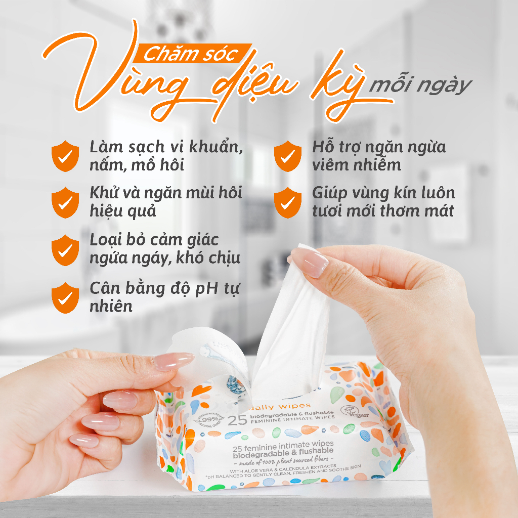 Khăn Ướt Vệ Sinh Vùng Kín Cao Cấp FemFresh 10 tờ/25 tờ/gói