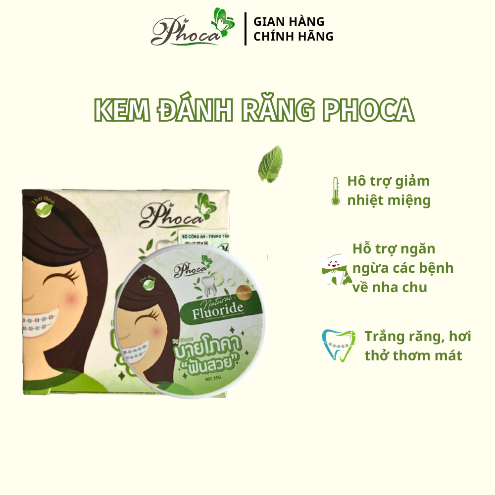 Kem đánh răng Phoca, trắng răng, kem đánh răng cho người niềng răng Byphoca 25gr trắng răng, hơi thở thơm mát