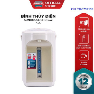 Bình thủy điện 4.2L SUNHOUSE SHD1542 - 750W, Bảo hành chính hãng 12 tháng