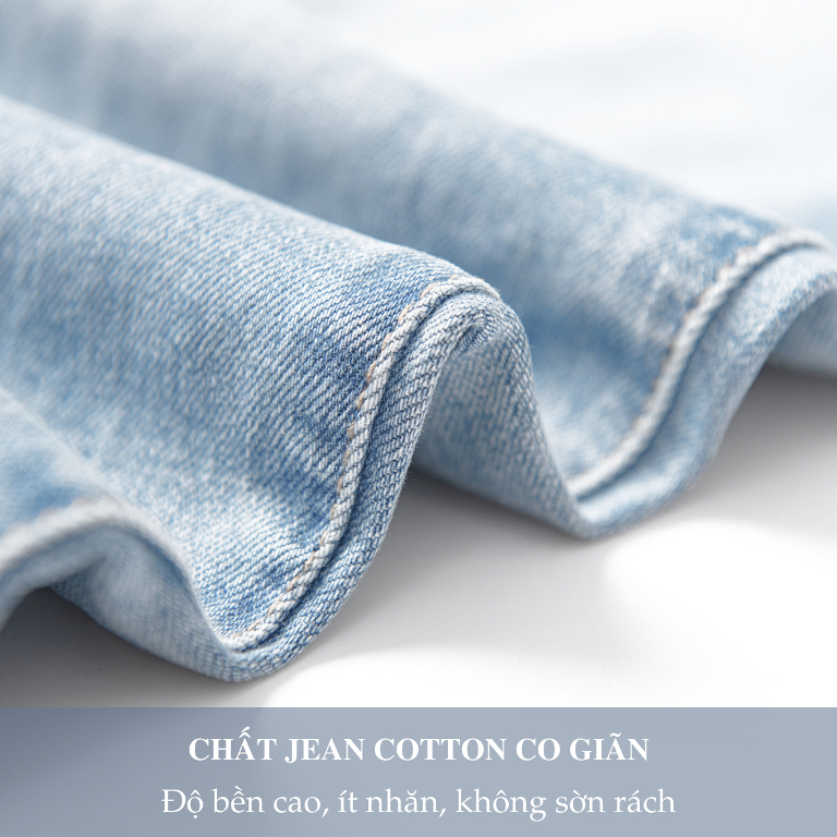 Quần Jean Nam H90, Ống Côn Dáng Slimfit, Chất Bò Co Giãn, Vải Mềm Mịn, Bền Màu HTRJ007