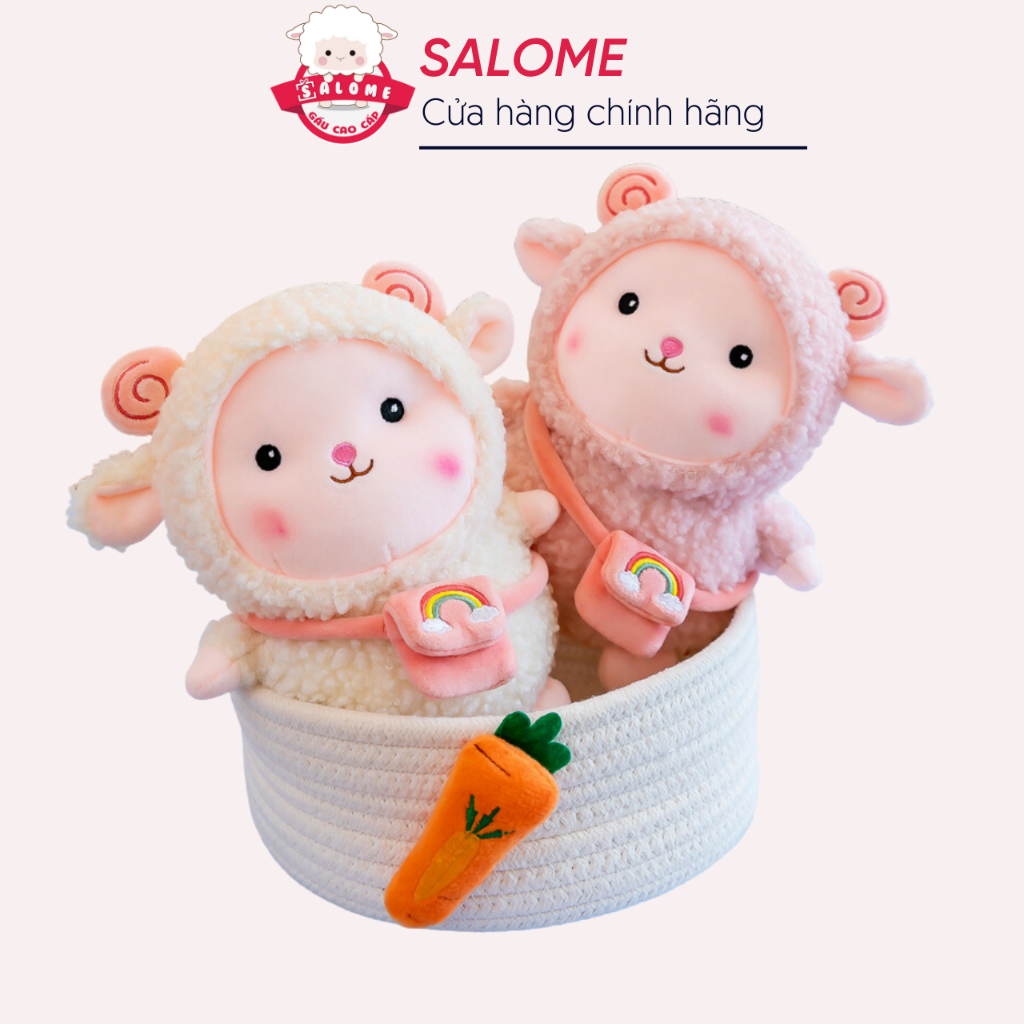 Gấu Bông Cừu Đeo Túi 20cm, Thú Nhí Mini SALOME -  Hàng Cao Cấp