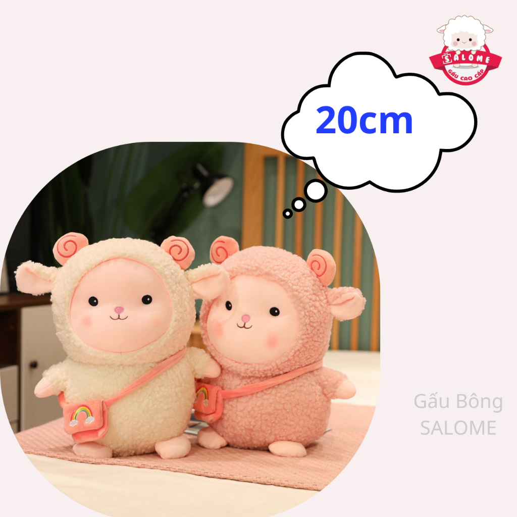 Gấu Bông Cừu Đeo Túi 20cm, Thú Nhí Mini SALOME -  Hàng Cao Cấp