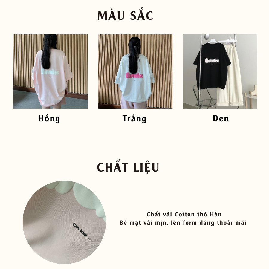 Áo phông form rộng nữ chất vải cotton thô Hàn PAPA 10511 - Jemcloset