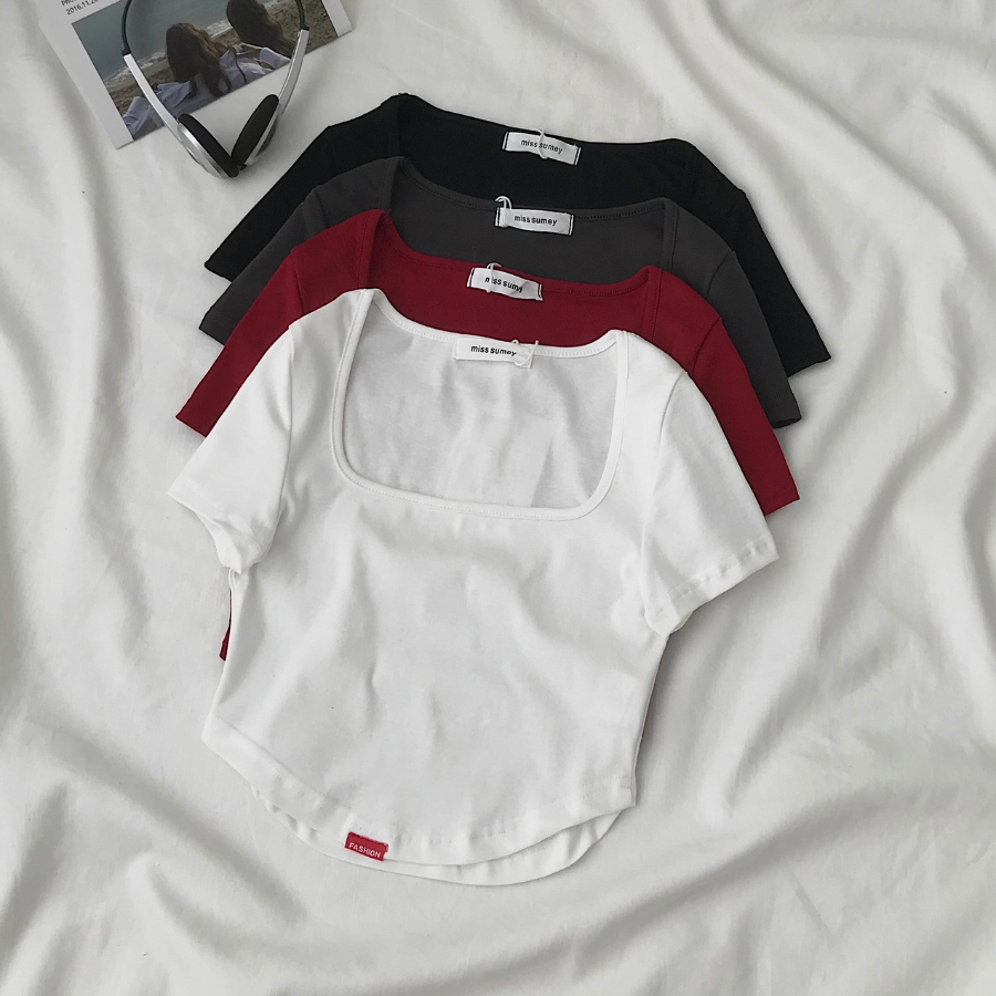 Áo croptop ngắn tay nữ chất vải cotton bo IPPO - 10505 - Jemcloset