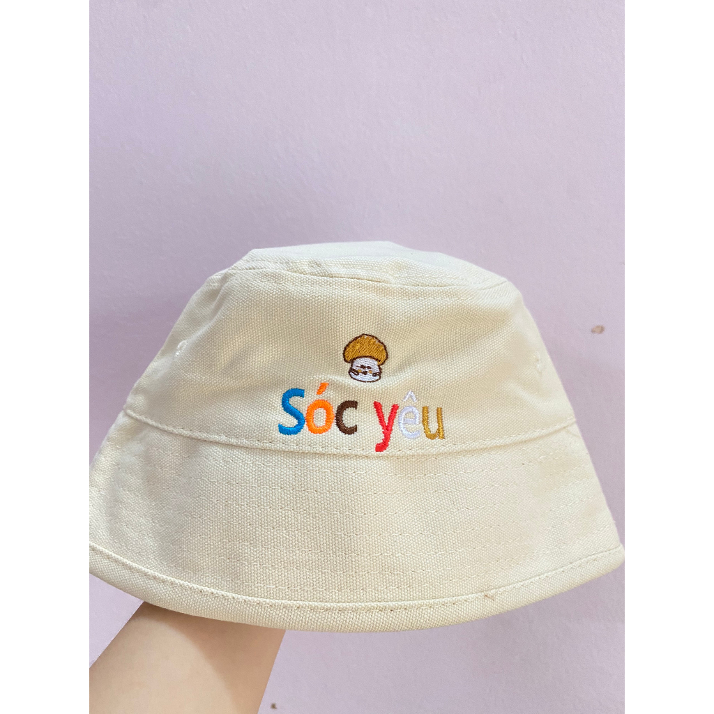 Mũ Bucket 4 màu  thêu tên cho bé HOT TREND, phong cách Hàn Quốc, cự kỳ đáng yêu và đẹp