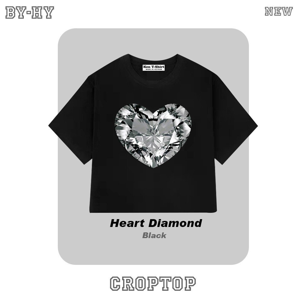Áo croptop Y2K HY KOREA in Heart shaped Diamonds 1475 tay ngắn freesize