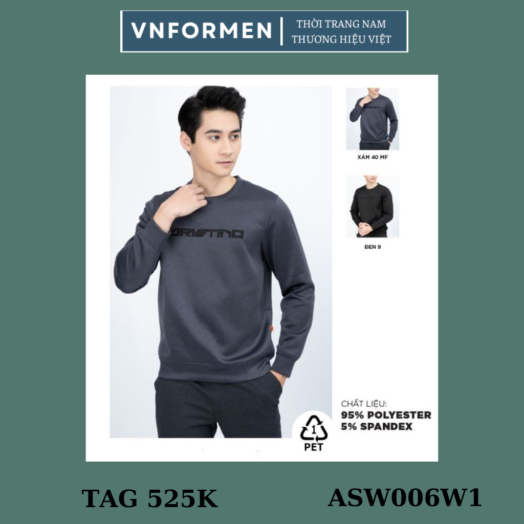 Áo nỉ thể thao ,áo thu đông nam Aristino from rộng bo viền  ASW006W1