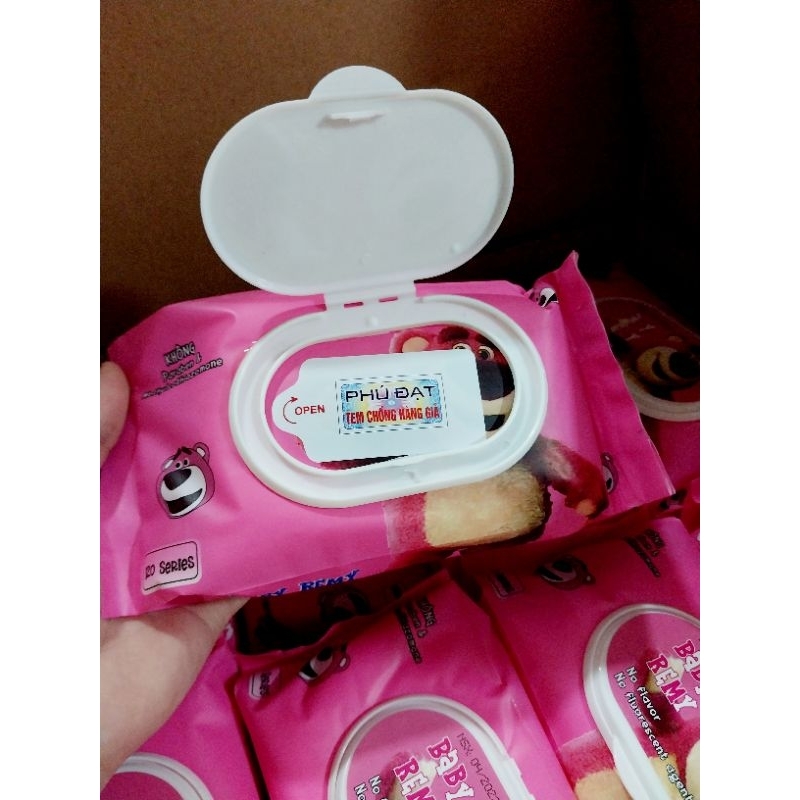 Khăn Ướt Gấu Dâu 120 Tờ Không Mùi.