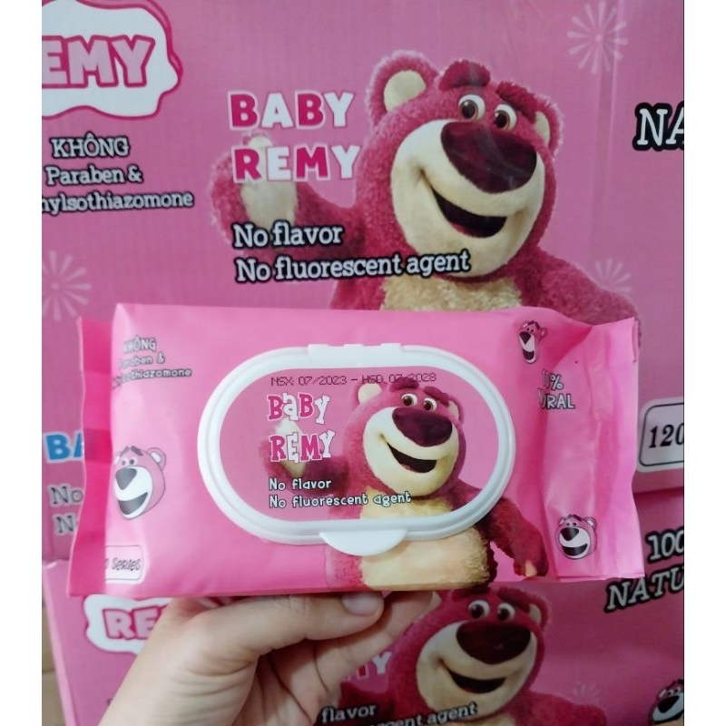 Khăn Ướt Gấu Dâu 120 Tờ Không Mùi.