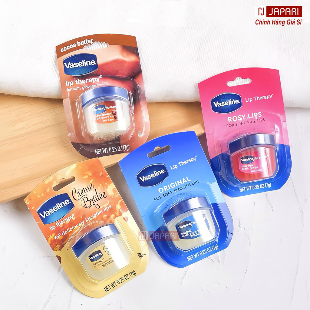 Son Dưỡng Môi Vaseline Không Màu, Có Màu CHÍNH HÃNG BẢN MỸ- Hũ Sáp Dưỡng Môi Vaseline Dưỡng Móng Tay Dài Cứng JAPARI