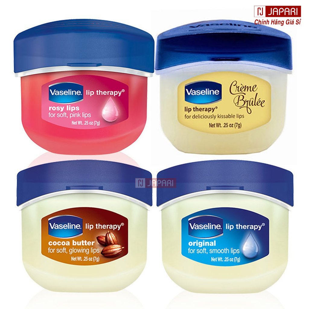 Son Dưỡng Môi Vaseline Không Màu, Có Màu CHÍNH HÃNG BẢN MỸ- Hũ Sáp Dưỡng Môi Vaseline Dưỡng Móng Tay Dài Cứng JAPARI