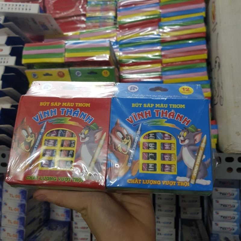 Bút sáp màu thơm Vĩnh Thành 12 màu, bút màu sáp, crayon