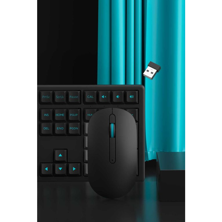 Phím chuột không dây AKKO MX108 (Bluetooth – 2.4Ghz – Black & Cyan / Blue on White)