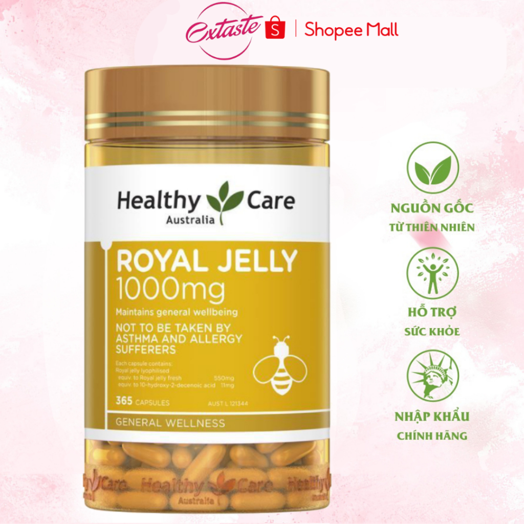 Sữa ong chúa Healthy Care Royal Jelly 1000mg 365 viên chống lão hóa tăng hormone nữ