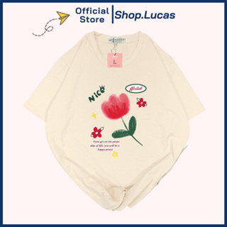 Áo Phông BÔNG HOA TULIP VẼ TAY Áo Thun Nam Nữ Unisex Form Rộng Tay Lỡ Cotton Vải Mát Freeship