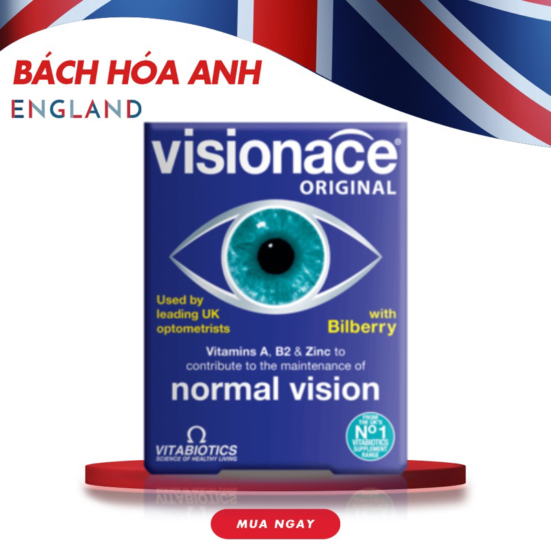 Viên uống bổ mắt Visionace giúp sáng mắt tăng cường thị lực,ngừa cận thị loạn thị chính hãng
