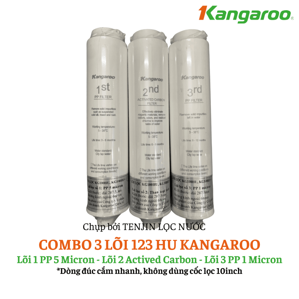 Combo 3 Lõi Lọc Thô 123 HU Kangaroo Dành Cho Model Máy KG100HU, KG100HU+, KG100MED, KG100EED, KG-Y1MED, KG400HU