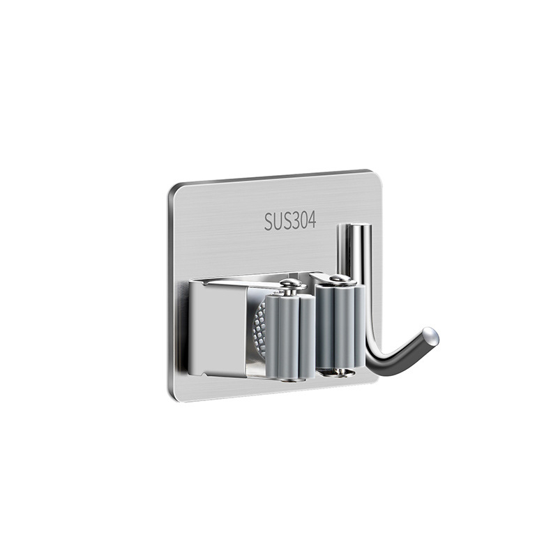 Móc Treo Nhà Tắm Inox 304, Kẹp Chổi Lau Nhà Kèm Móc Gắn Tường Thông MInh Tiện Ích Gia Đình