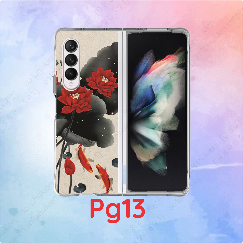 Ốp lưng Samsung Z Fold 2  / Z Fold 3  / Z Fold 4  / Z Fold 5  in hình thư pháp, hoa sen đẹp