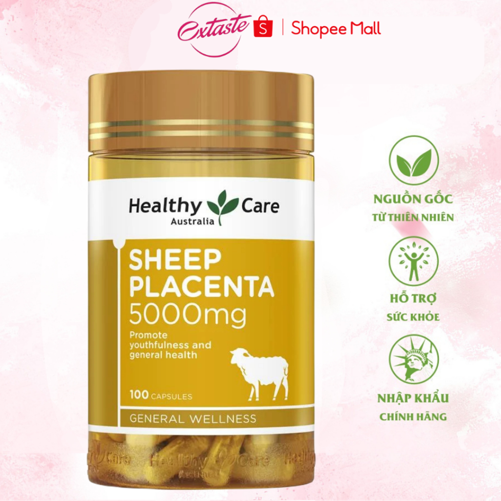 Viên uống nhau thai cừu chống lão hóa, giúp da căng mịnHealthy Care Sheep Placenta 100 viên Extaste