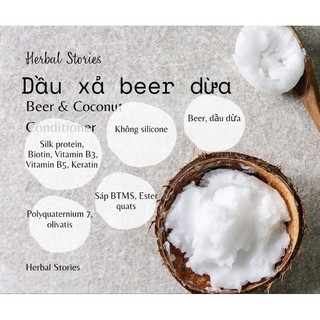 Combo Dầu gội & Dầu xả beer dừa Herbal Stories - Phục Hồi Tóc Khô Xơ, Giúp Tóc Chắc Khỏe