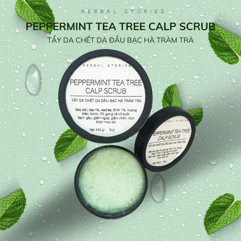 Tẩy da chết da đầu bạc hà tràm trà
