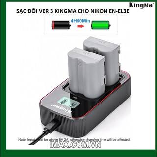 Bộ 2 pin 1 sạc đôi ver 3 kingma cho nikon en-el3e