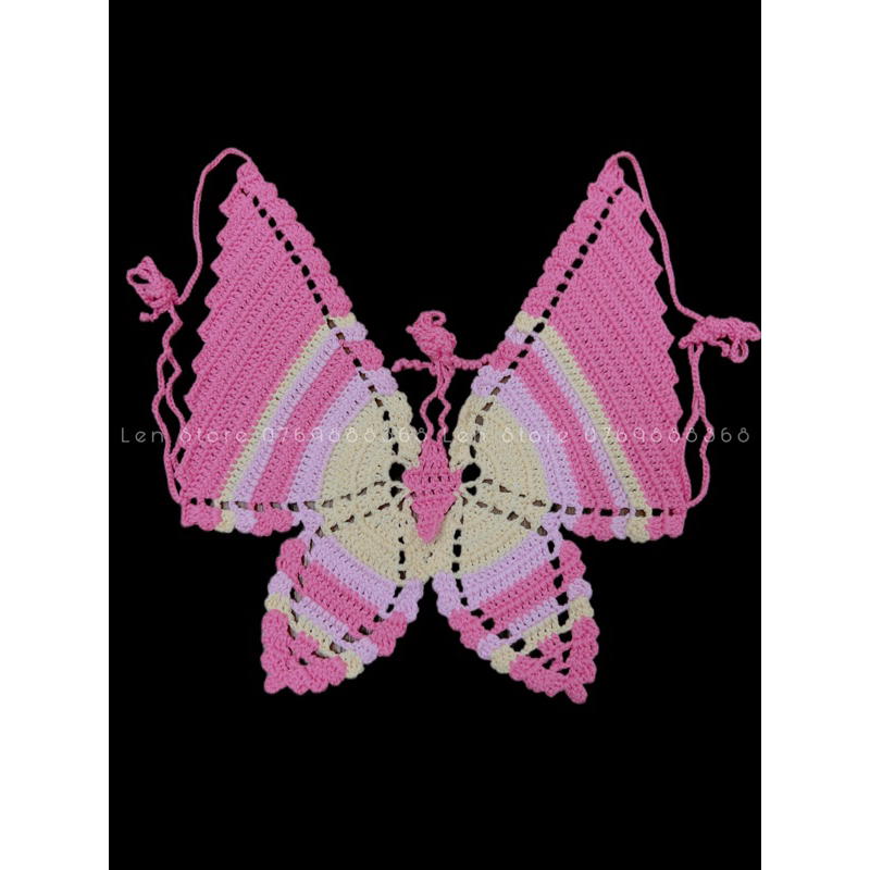 Áo yếm cột dây hình bướm mùa hè bằng 100% len cotton mềm mại - Phụ kiện thời trang handmade