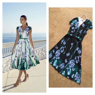 Đầm midi Calvin Klein cổ phối ren size 6,10