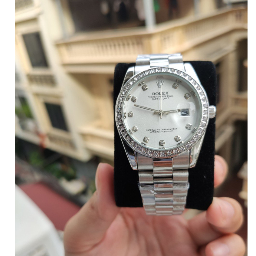 Đồng hồ nam Rolex - viền đá dây kim loại chống nước - Tokyo Shop