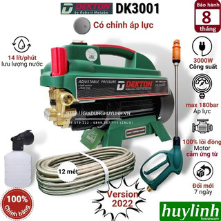 Máy xịt rửa xe chỉnh áp dekton dk-cwr3001 - 3000w - áp lực tới 180 bar - motor cảm ứng từ lõi đồng