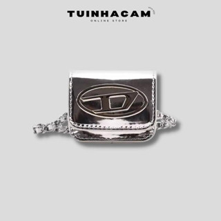 Túi mini đeo chéo nữ Tuinhacam túi chữ d màu bạc nắp gập đeo hông dây da phối xích phong cách Hàn Quốc dễ thương - 013