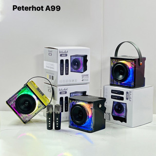 Loa Peterhot A99 kèm 2 micro karaoke  hiệu ứng đèn LED