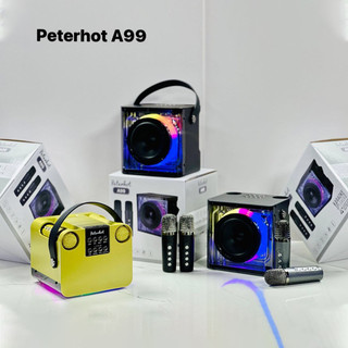 Loa Peterhot A99 kèm 2 micro karaoke  hiệu ứng đèn LED