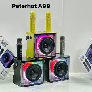 Loa Peterhot A99 kèm 2 micro karaoke hiệu ứng đèn LED