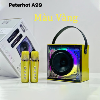Loa Peterhot A99 kèm 2 micro karaoke  hiệu ứng đèn LED