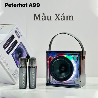 Loa Peterhot A99 kèm 2 micro karaoke  hiệu ứng đèn LED