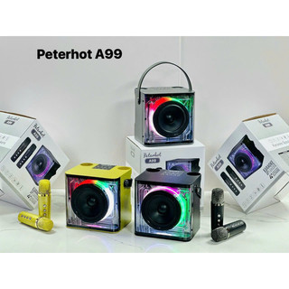 Loa Peterhot A99 kèm 2 micro karaoke  hiệu ứng đèn LED