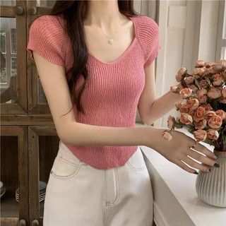 Áo len gân cổ tim dáng lửng 1387